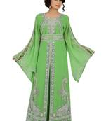 Green georgette embroidered islamic kaftans