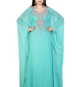 Blue georgette embroidered islamic kaftans