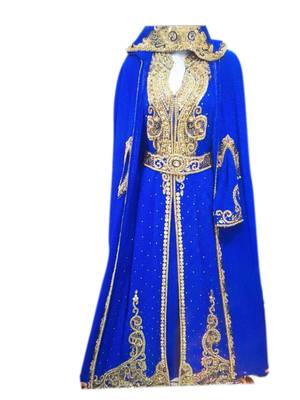 Royal blue georgette embroidered islamic kaftans 1
