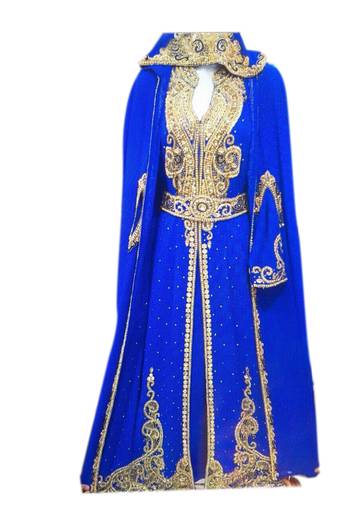 Royal blue georgette embroidered islamic kaftans