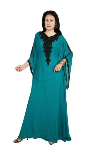 Blue georgette embroidered islamic kaftans