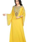 Yellow georgette embroidered islamic kaftans