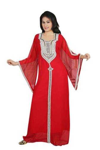 Red georgette embroidered islamic kaftans