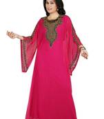 Pink georgette embroidered islamic kaftans