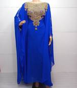 Royal blue georgette embroidered islamic kaftans