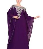Purple georgette embroidered islamic kaftans