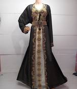 Jacket black inner cream georgette embroidered islamic kaftans