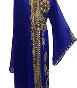 Royal blue georgette embroidered islamic kaftans