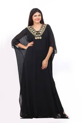 Black georgette embroidered islamic kaftans 1