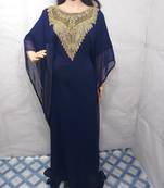 Navy blue georgette embroidered islamic kaftans