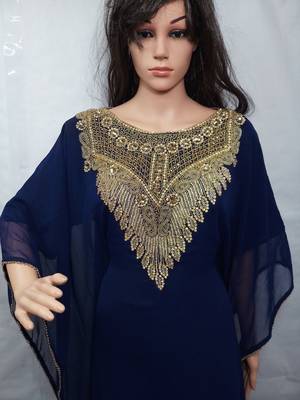 Navy blue georgette embroidered islamic kaftans 2