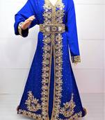 Royal blue georgette embroidered islamic kaftans