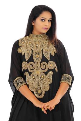 Black georgette embroidered islamic kaftans 2