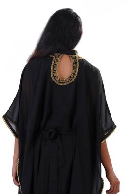 Black georgette embroidered islamic kaftans 3