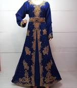 Royal blue georgette embroidered islamic kaftans