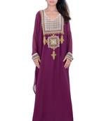Magenta georgette embroidered islamic kaftans
