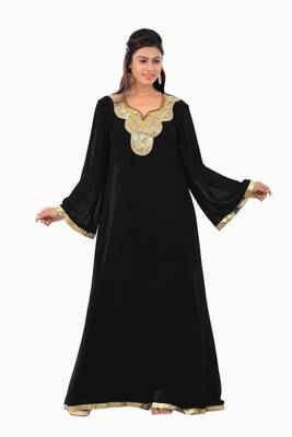 Black georgette embroidered islamic kaftans 1