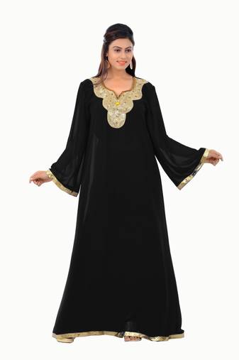 Black georgette embroidered islamic kaftans