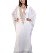 Off White georgette embroidered islamic kaftans