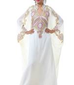 Off White georgette embroidered islamic kaftans