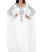 White georgette embroidered islamic kaftans