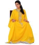 Yellow georgette embroidered islamic kaftans