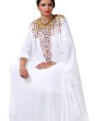 White georgette embroidered islamic kaftans