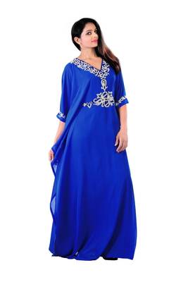 Royal blue georgette embroidered islamic kaftans 1