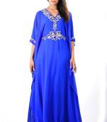 Royal blue georgette embroidered islamic kaftans
