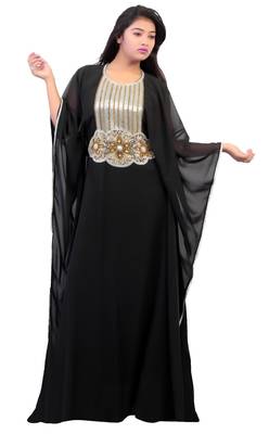 Black georgette embroidered islamic kaftans 1