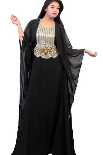 Black georgette embroidered islamic kaftans
