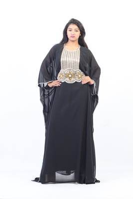 Black georgette embroidered islamic kaftans 2