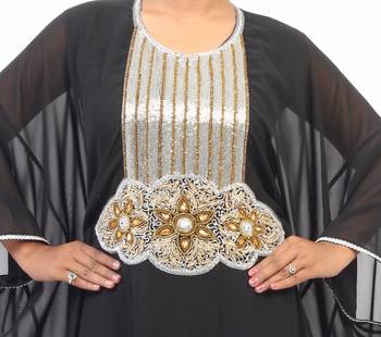 Black georgette embroidered islamic kaftans 4