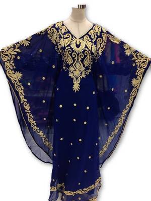 Royal blue georgette embroidered islamic kaftans 1