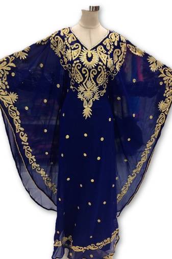 Royal blue georgette embroidered islamic kaftans