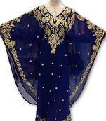 Royal blue georgette embroidered islamic kaftans