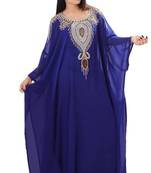 Royal blue georgette embroidered islamic kaftans