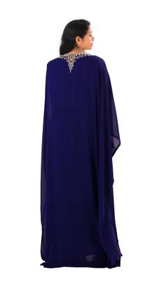 Royal blue georgette embroidered islamic kaftans 2