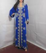 Royal blue georgette embroidered islamic kaftans
