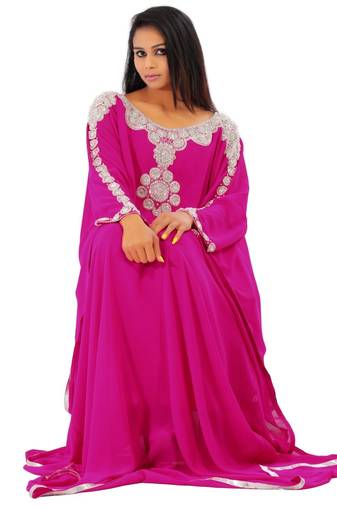 Pink georgette embroidered islamic kaftans