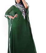Bottle green georgette embroidered islamic kaftans