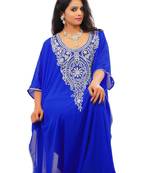 Royal blue georgette embroidered islamic kaftans