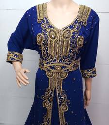 Royal blue georgette embroidered islamic kaftans