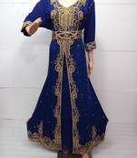 Royal blue georgette embroidered islamic kaftans