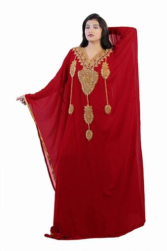 Red georgette embroidered islamic kaftans