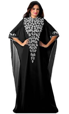 Black georgette embroidered islamic kaftans 1