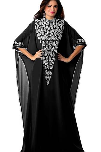 Black georgette embroidered islamic kaftans