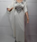 Off white georgette embroidered islamic kaftans