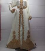 Cream georgette embroidered islamic kaftans