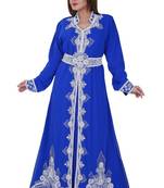 Royal blue georgette embroidered islamic kaftans